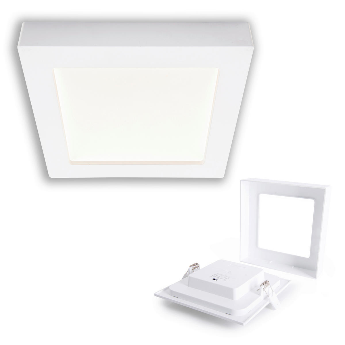 Näve Leuchten LED-Ein-/Aufbauleuchte weiß Kunststoff Metall B/H/T: ca. 22,7x3,5x22,7 cm KOMPLEX - weiß (22,70/3,50/22,70cm) - Näve Leuchten
