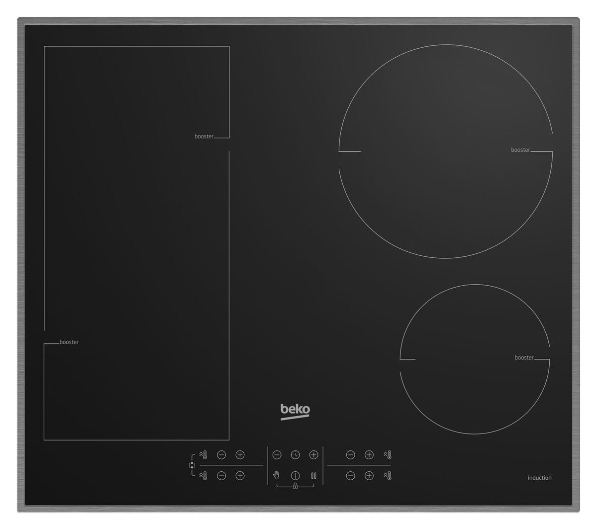 beko Induktionskochfeld HII64200FMTX schwarz Glas B/H/T: ca. 58x52x51 cm HII64200FMTX - schwarz (58,00/52,00/51,00cm) - Beko