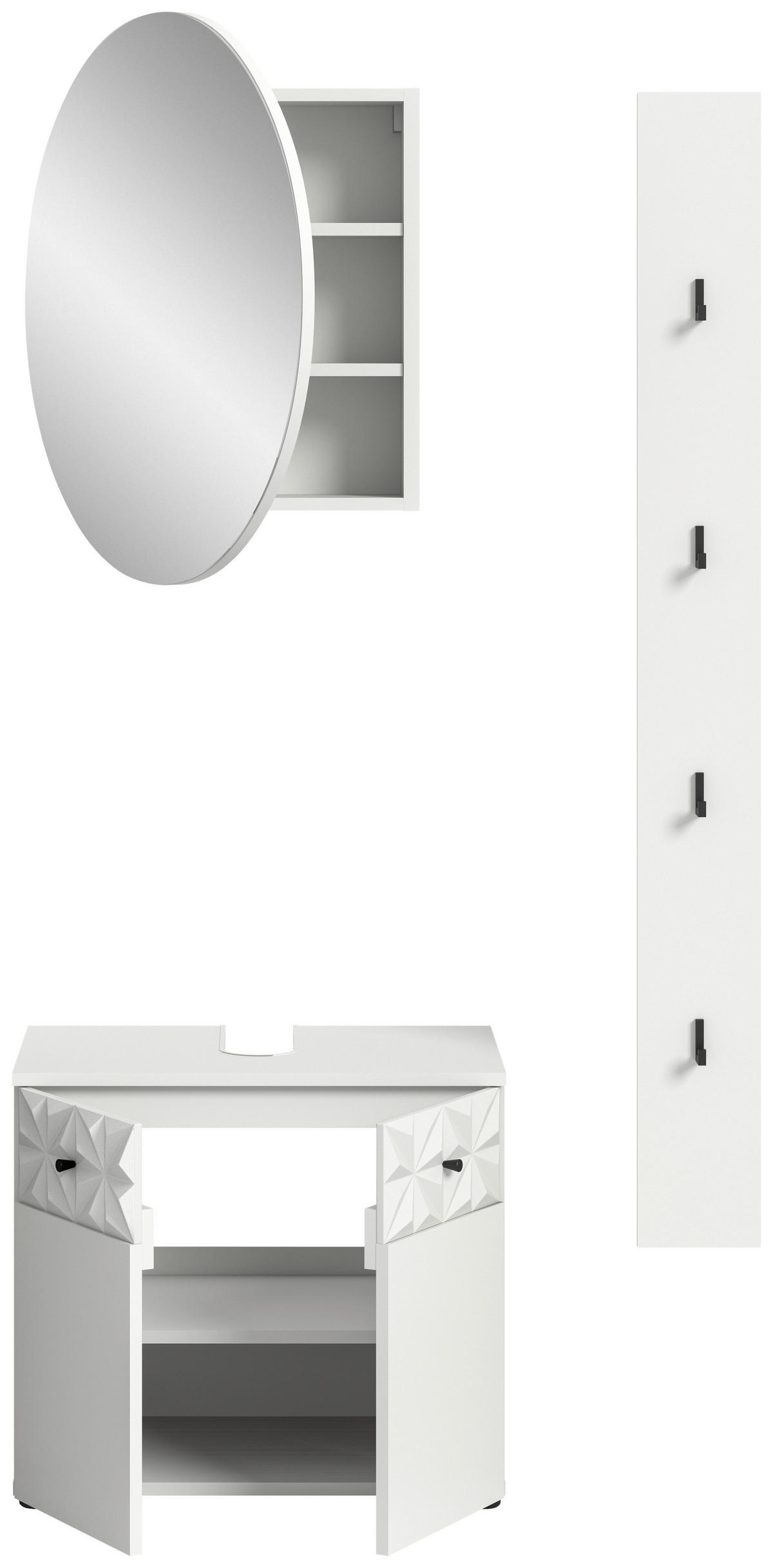 Badezimmer-Set Prisma weiß B/H/T: ca. 60x187x37 cm Prisma - weiß (60,00/187,00/37,00cm) - xonox.home