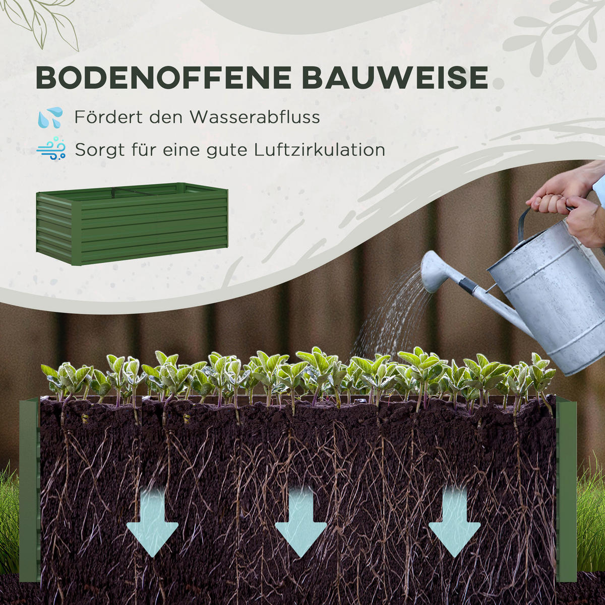 Outsunny Hochbeet grün Stahl B/H/L: ca. 90x59x180 cm Hochbeet - grün (180,00/90,00/59,00cm) - Outsunny