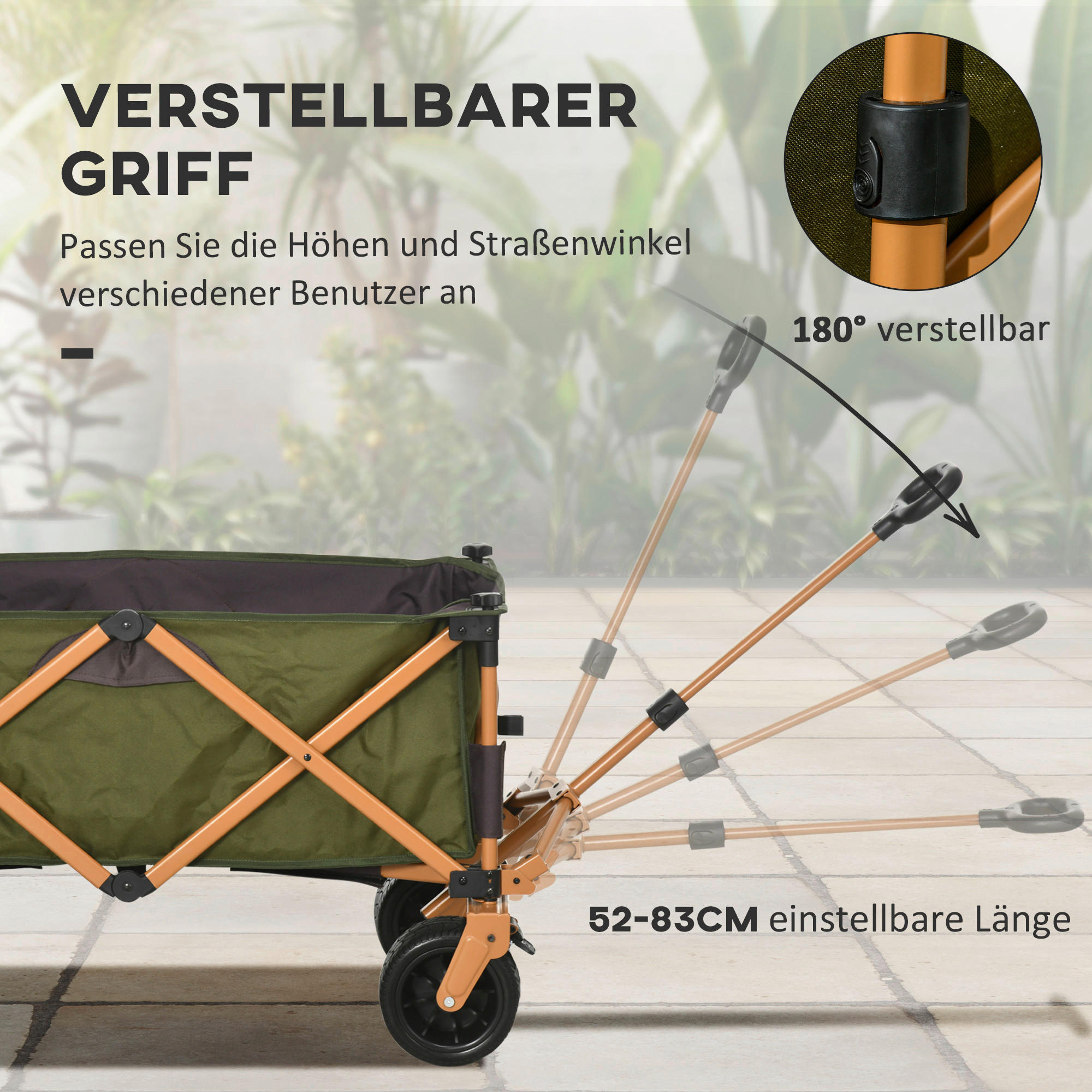 Outsunny Bollerwagen grün B/H/L: ca. 55x93x108 cm Bollerwagen - grün (108,00/55,00/93,00cm) - Outsunny
