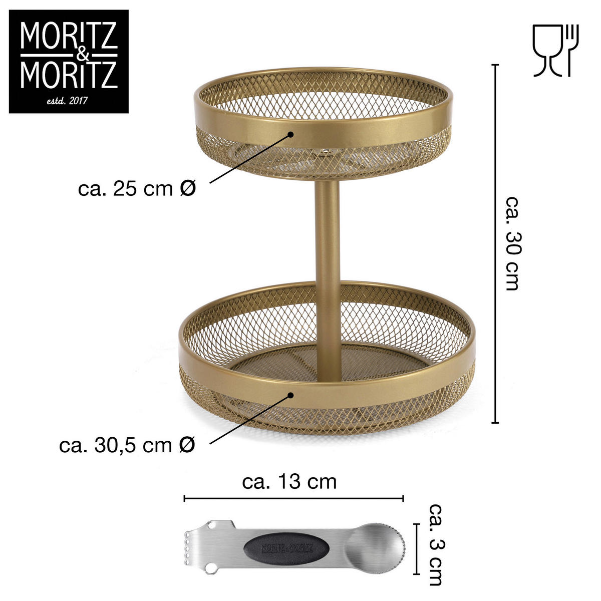 Moritz & Moritz Etagere gold Metall H: ca. 30 cm Etagere_2-stufig - gold (30,00cm) - Moritz & Moritz