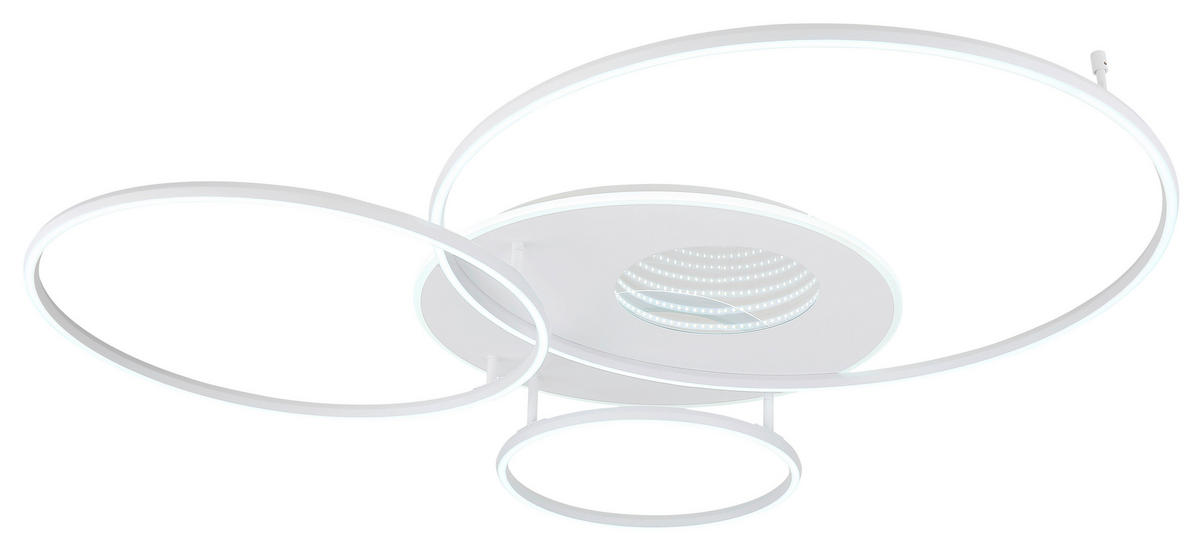 GLOBO Deckenleuchte Opal weiß Kunststoff Aluminium Metall B/H/L: ca. 105,3x13x126,4 cm 1 Brennstellen Invertina - weiß/Opal (126,40/105,30/13,00cm) - GLOBO