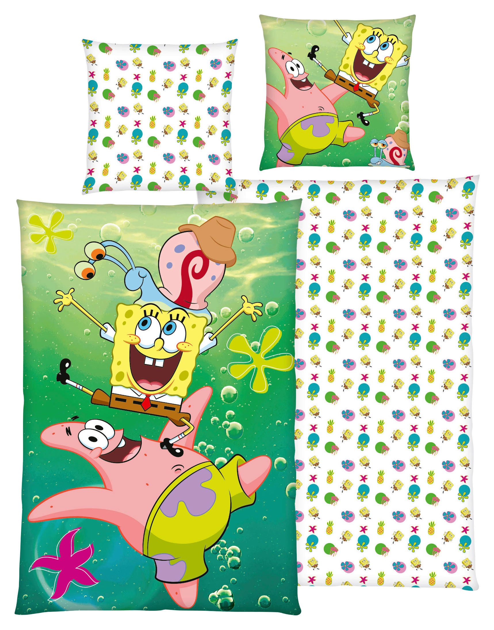 Baumwoll Wende Bettwäsche SpongeBob Renforce Multi Baumwolle B/L: ca. 135x200 cm