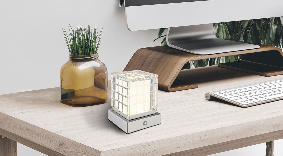 GLOBO LED-Tischleuchte nickel matt Metall B/H/T: ca. 10x10x10 cm LUNKI - nickel matt (10,00/10,00/10,00cm) - GLOBO