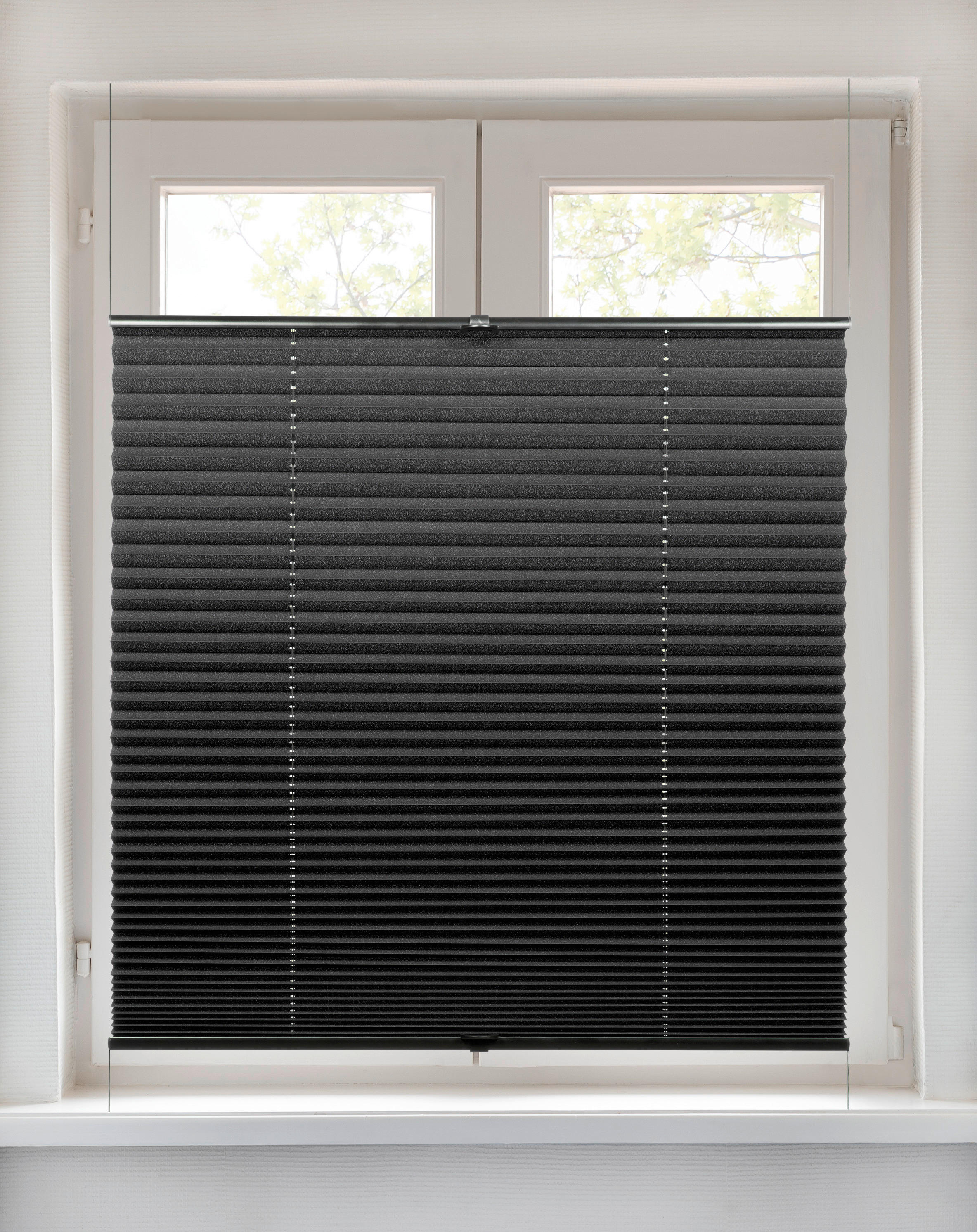 Spannplissee schwarz B/L: ca. 60x210 cm günstig online kaufen