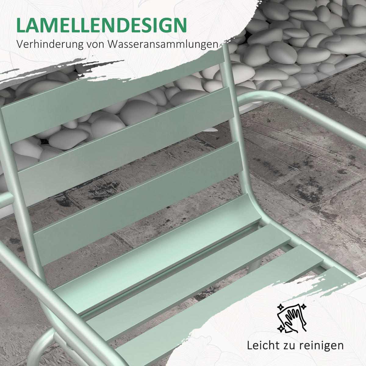 Outsunny Gartensitzgruppe 5tlg. grün Stahl B/H/L: ca. 80x74x80 cm Gartensitzgruppe 5tlg. - grün (80,00/80,00/74,00cm) - Outsunny