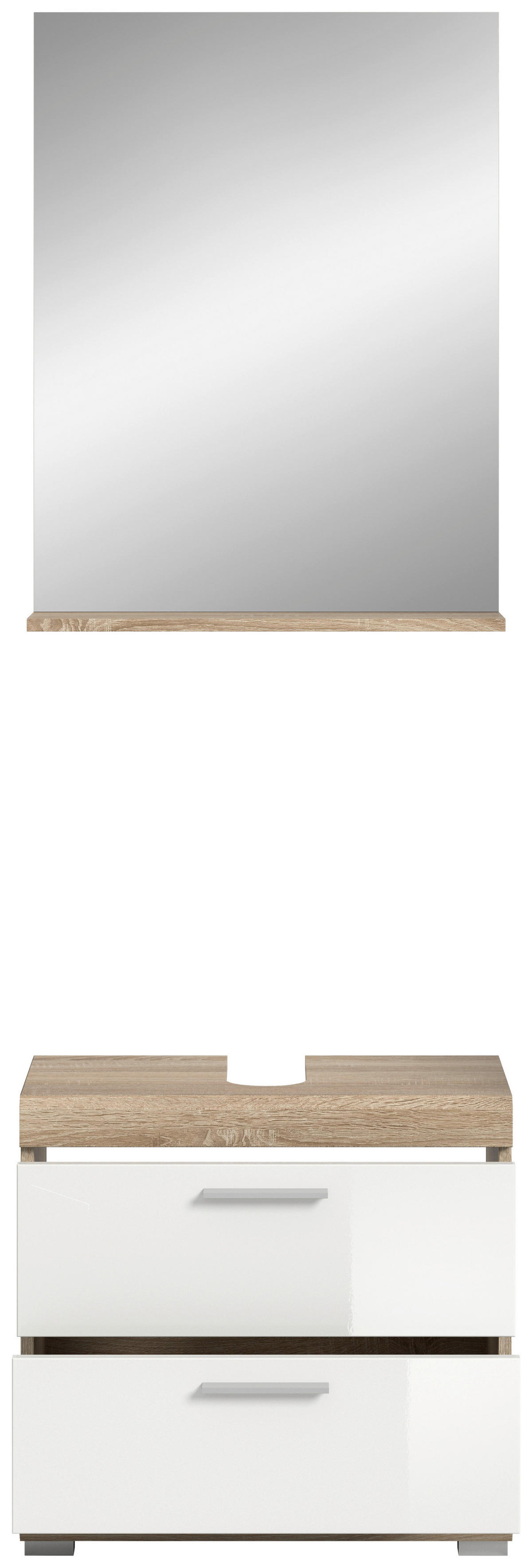 Badezimmer-Set Lambada Eiche Sonoma Nachbildung weiß Hochglanz B/H/T: ca. 60x191x37 cm Lambada - Eiche/weiß (60,00/191,00/37,00cm) - xonox.home