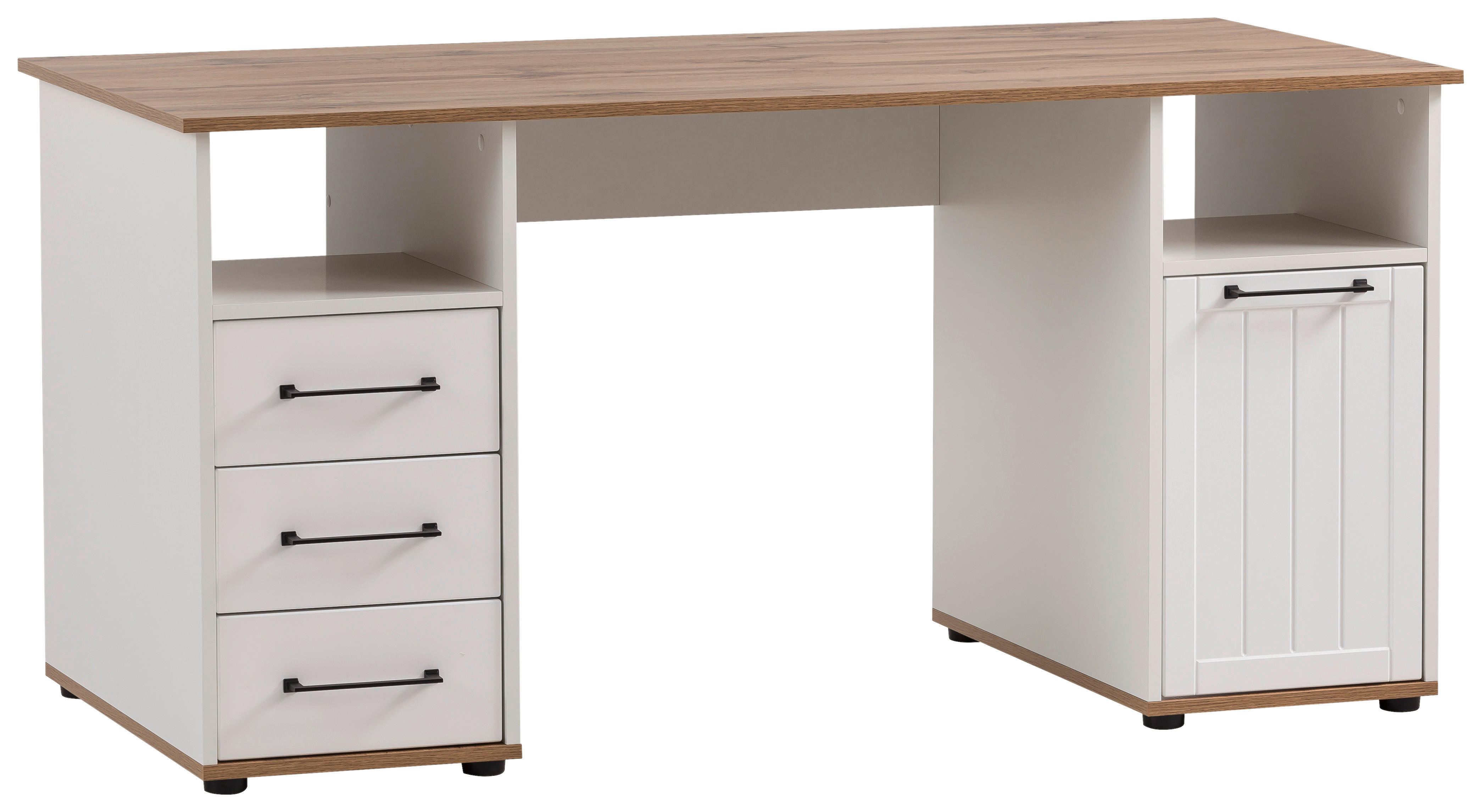 Schreibtisch Jelda Eiche Landhaus Nachbildung weiß B/H/T: ca. 150x74x70 cm Jelda - Eiche/weiß (150,00/74,00/70,00cm)