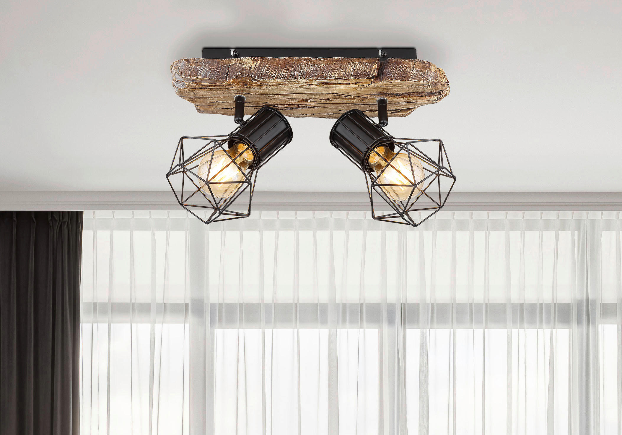 GLOBO Spot schwarz Metall B/H/T: ca. 12x23x38,5 cm E27 2 Brennstellen PRISKA - schwarz (12,00/23,00/38,50cm) - GLOBO