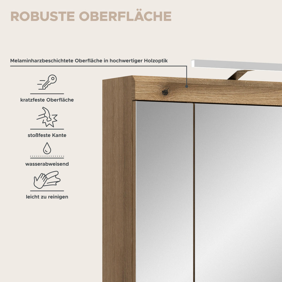 Spiegelschrank Scout Evoke Oak Nachbildung Spiegel B/H/T: ca. 60x79x18 cm Scout - (60,00/79,00/18,00cm) - xonox.home