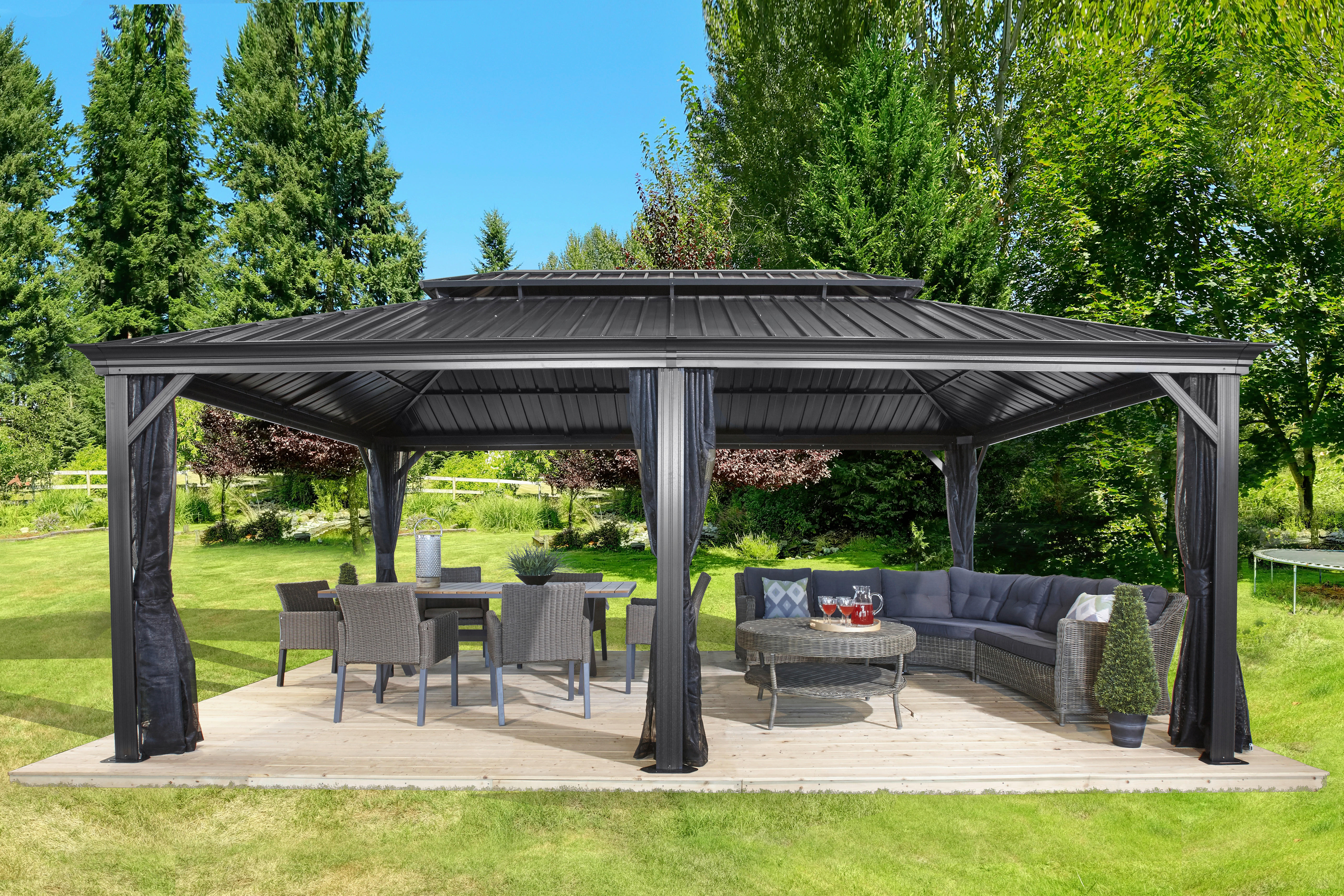 Sojag Pavillon Messina anthrazit Aluminium B/H/L: ca. 363x307x598 cm Messina - anthrazit (598,00/363,00/307,00cm) - Sojag