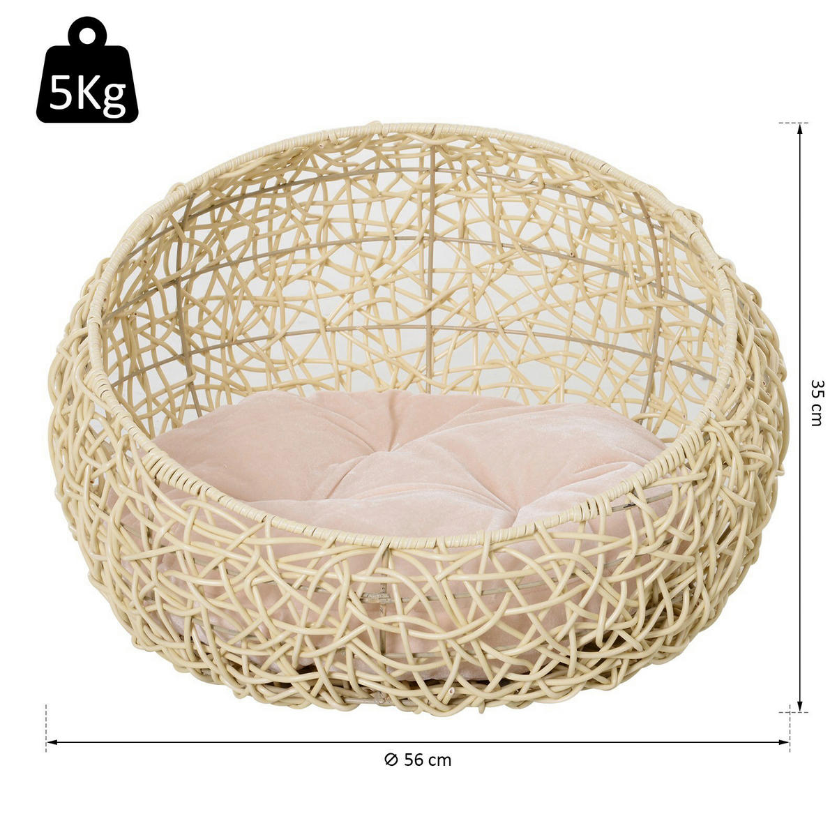 PawHut Katzenbett beige Kunststoff H/D: ca. 35x56 cm Katzenbett - beige (56,00/35,00cm) - PawHut