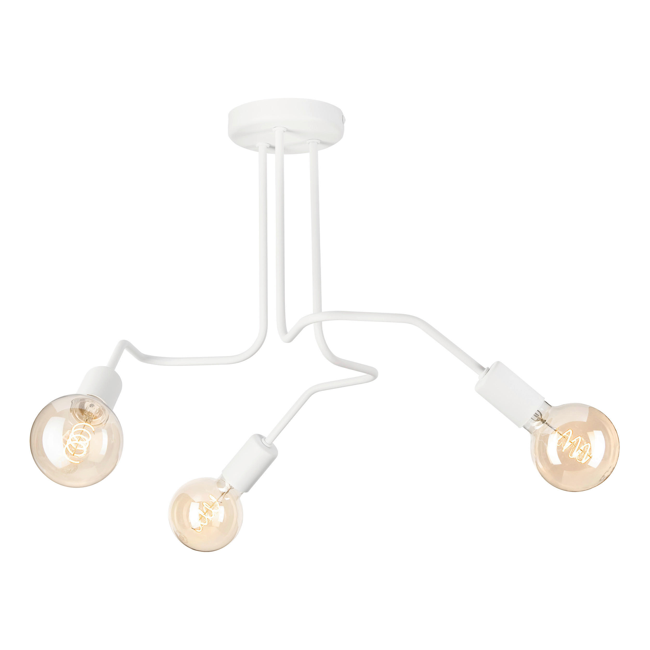 Lamkur Deckenleuchte DOMINO 51185 weiß Stahl H/L: ca. 40x55 cm E27 3 Brennstellen Domino - weiß (55,00cm) - Lamkur