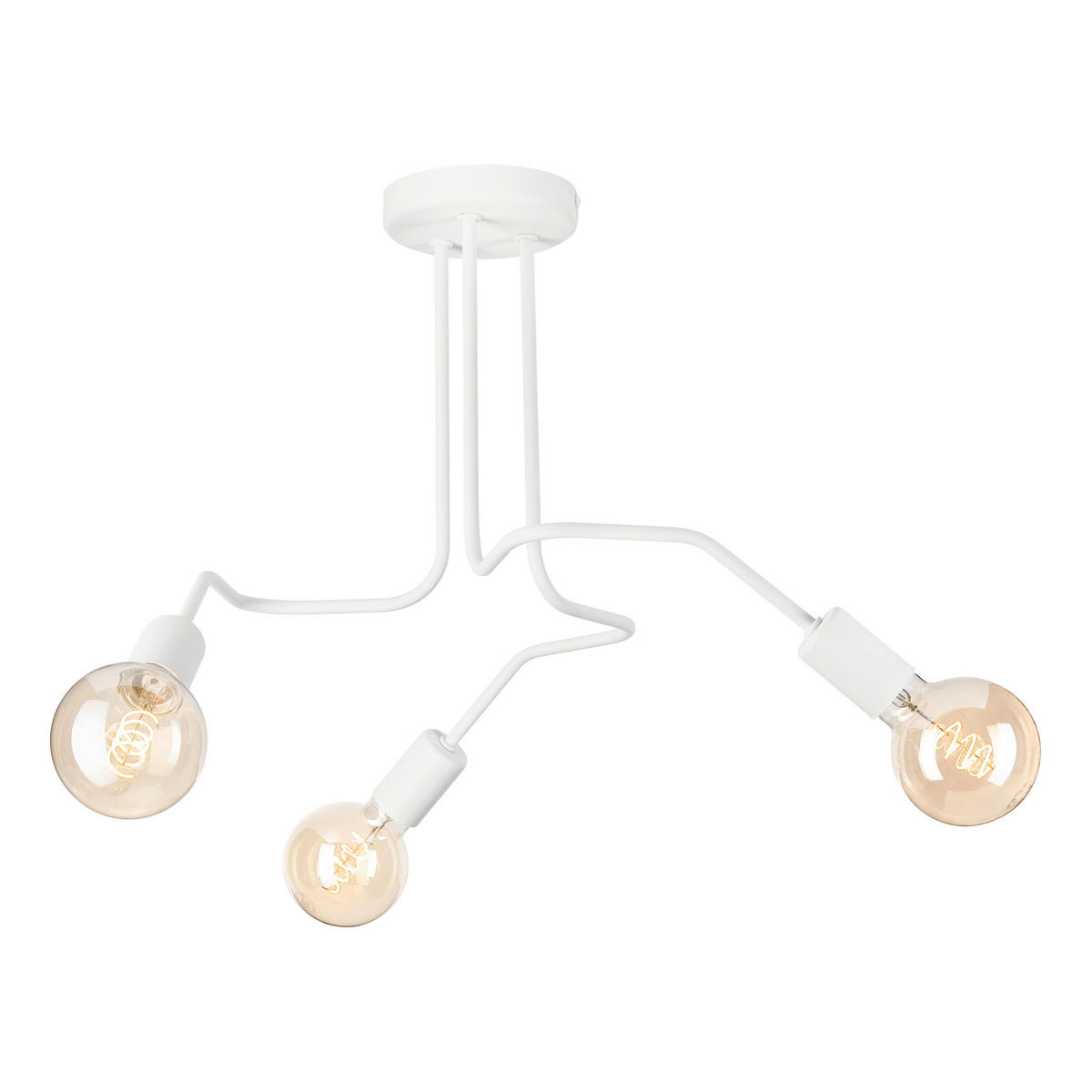 Lamkur Deckenleuchte DOMINO 51185 weiß Stahl H/L: ca. 40x55 cm E27 3 Brennstellen Domino - weiß (55,00cm) - Lamkur