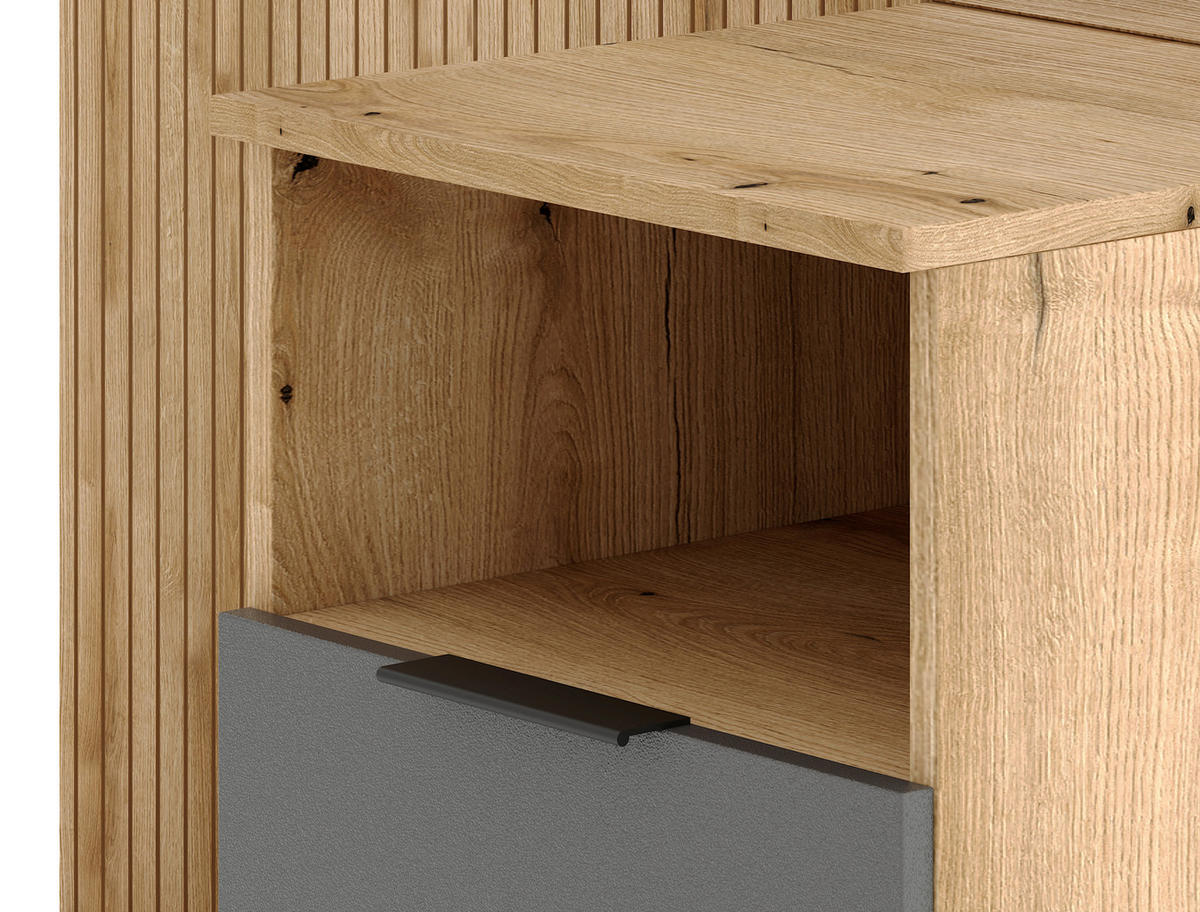 Garderobe NORDIC Eiche Evoke Oak Nachbildung Graphit B/H/T: ca. 100x204x40 cm NORDIC - Eiche/Graphit (100,00/204,00/40,00cm) - WIPMEB