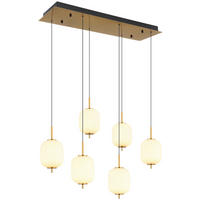 GLOBO Pendelleuchte messing Metall Glas B/H/T: ca. 28,5x150x78 cm 1.0 Brennstellen 15217-6 - messing (28,50/150,00/78,00cm) - GLOBO