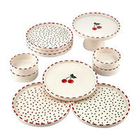 HermiaConcept Frühstücksservice beige Keramik 11 tlg. Frühstücksservice_11tlg. - beige/rot - HermiaConcept