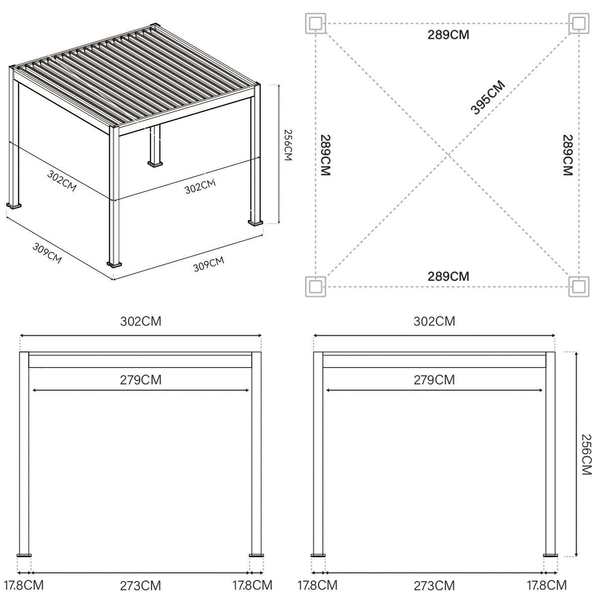 PergoLine Pergola Trumpf weiß Aluminium B/H/L: ca. 300x255x300 cm Trumpf - weiß (300,00/300,00/255,00cm) - PergoLine