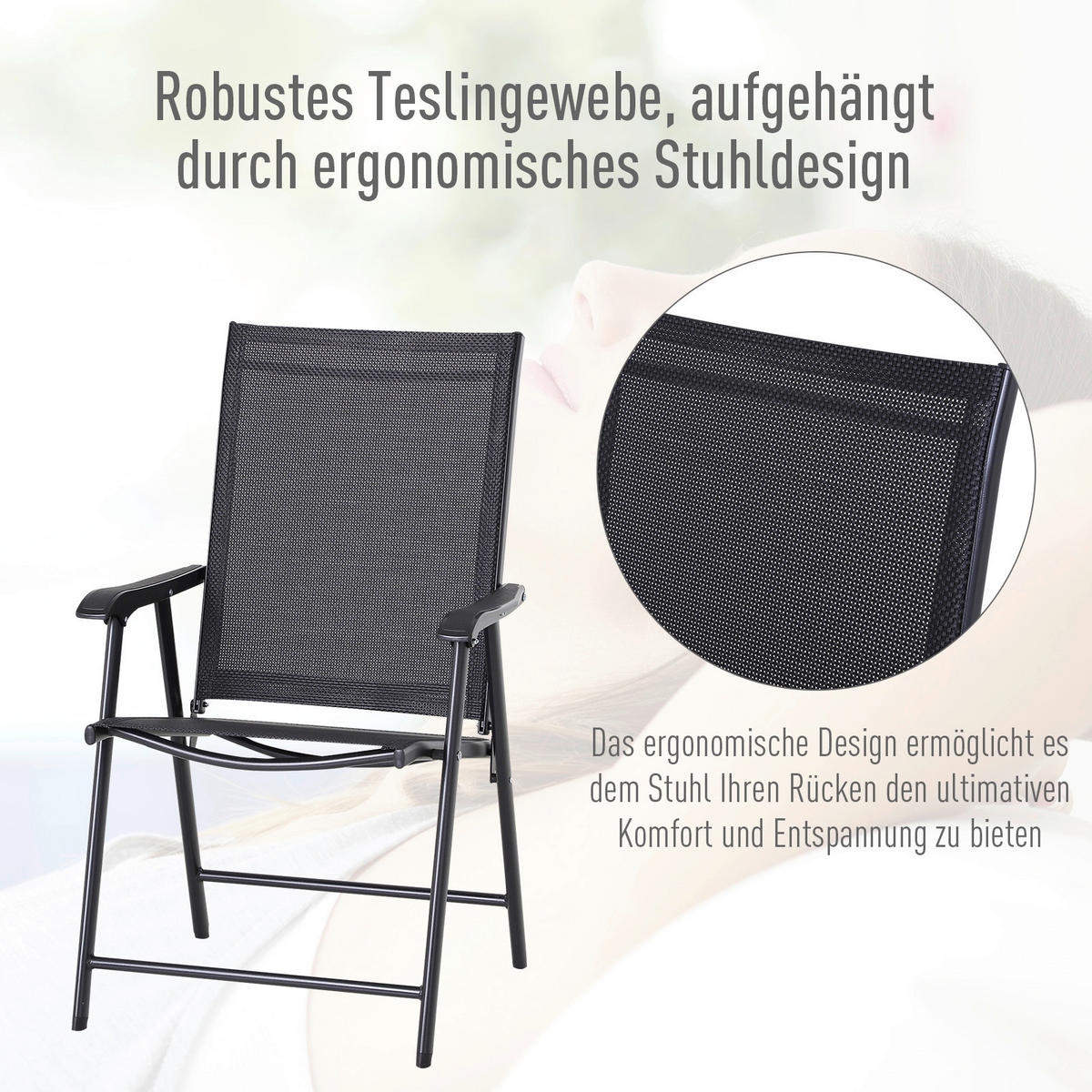 Outsunny Klappsessel grau Metall B/H/T: ca. 58x94x64 cm Klappstuhl_im_2er-Set - grau (58,00/94,00/64,00cm) - Outsunny