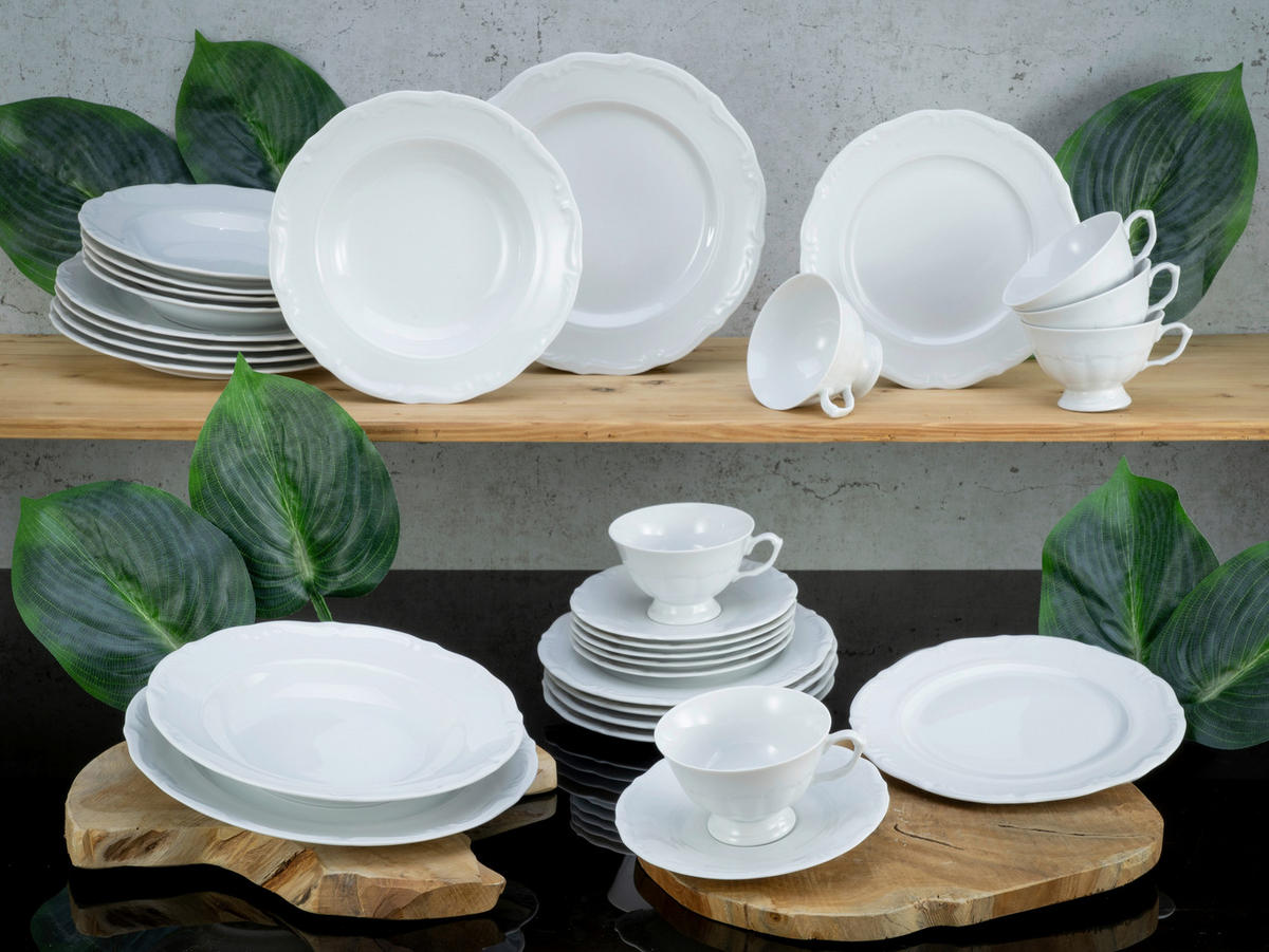CreaTable Kombiservice Maria Theresia weiß Porzellan 30 tlg. Maria Theresia - weiß - CreaTable