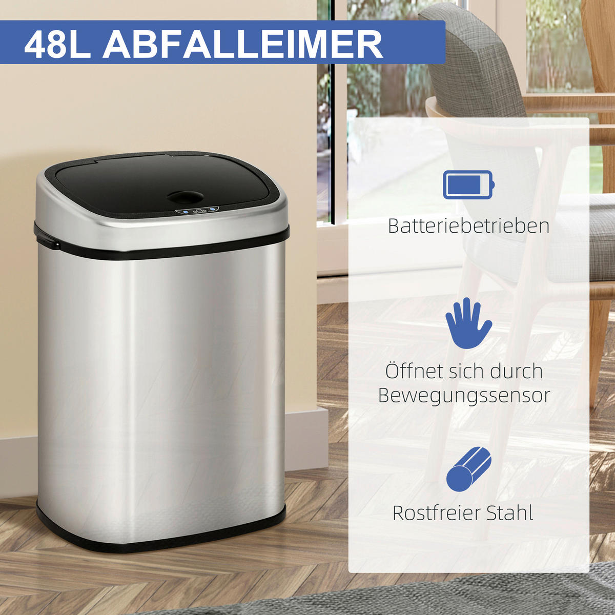 HOMCOM Kücheneimer silber B/H/L: ca. 29,5x57x40,5 cm Kücheneimer - silber (40,50/29,50/57,00cm) - HOMCOM