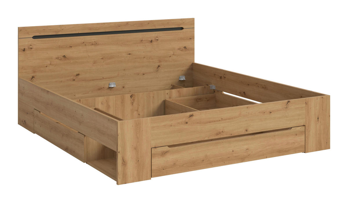 Bett CANU basaltgrau Artisan Nachbildung CANU - basaltgrau (184,00/87,00/205,00cm) - xonox.home