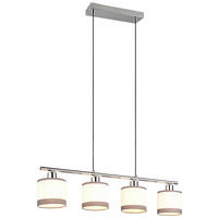 Reality Pendelleuchte R31554006 Davos Chrom weiß Metall Stoff B/H/T/D: ca. 75x150x12x12 cm E14 4 Brennstellen Davos - weiß/Chrom (75,00/150,00/12,00cm) - Reality