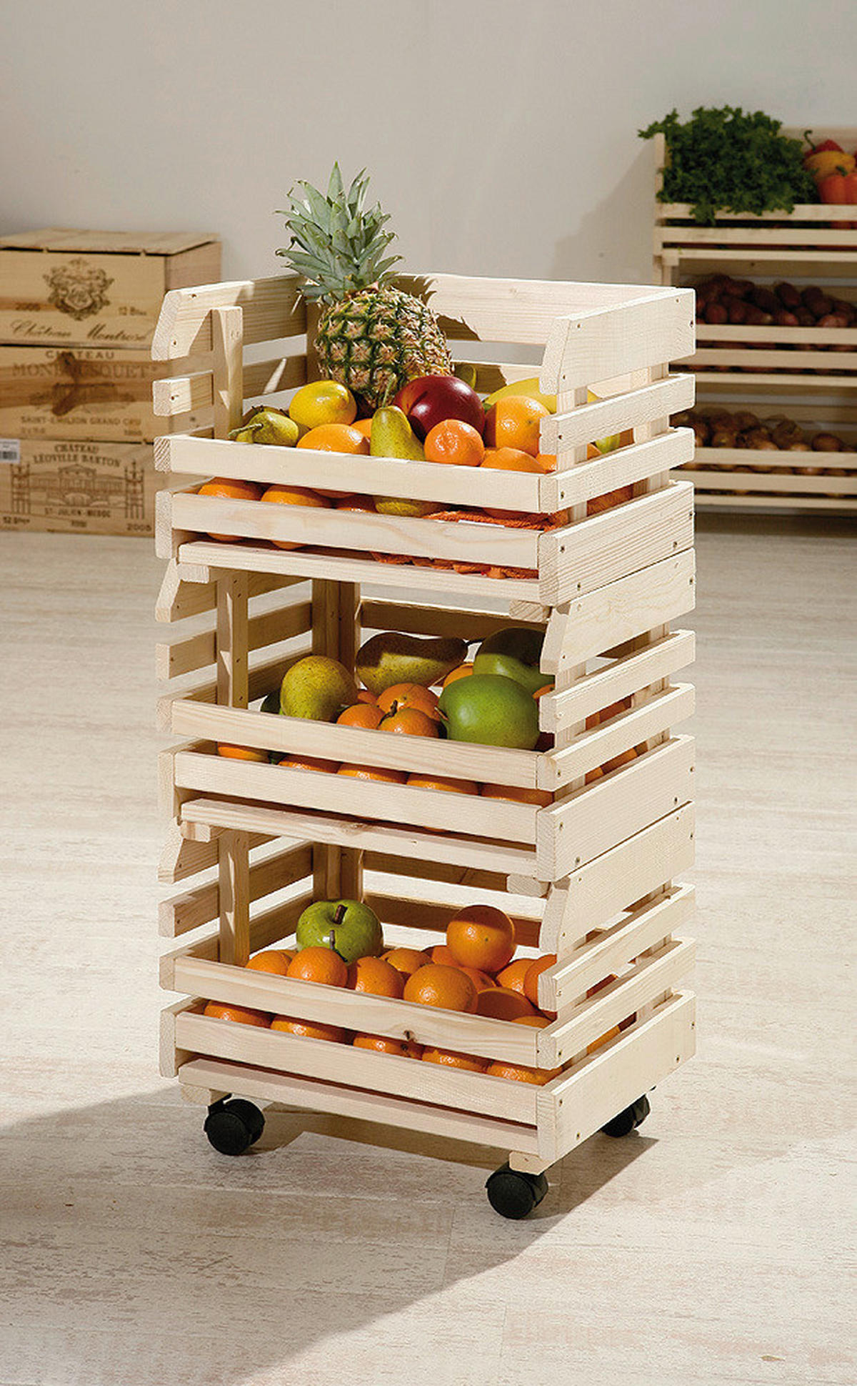 Küchenwagen Fruits natur Fichte B/H/T: ca. 37x80x30 cm Fruits - natur (37,00/80,00/30,00cm) - Inter Link