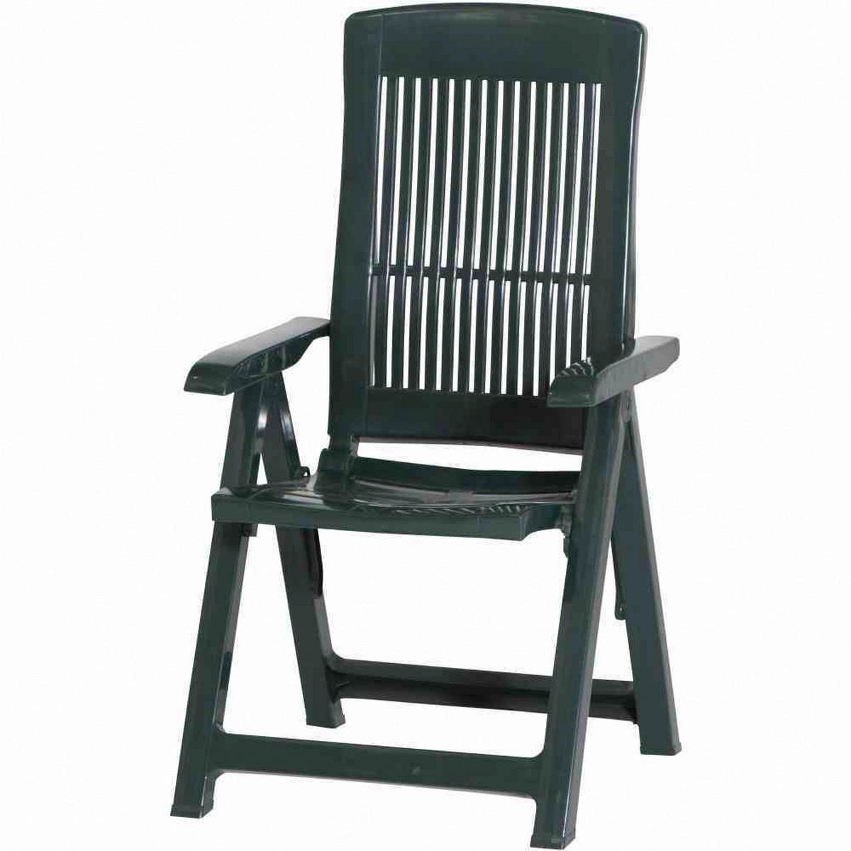 PROGARDEN,MADISON Klappsessel Set + Auflagen Tampa grün Kunststoff B/H/L: ca. 61x109x60 cm Tampa - grün/grau (60,00/61,00/109,00cm) - PROGARDEN,MADISON