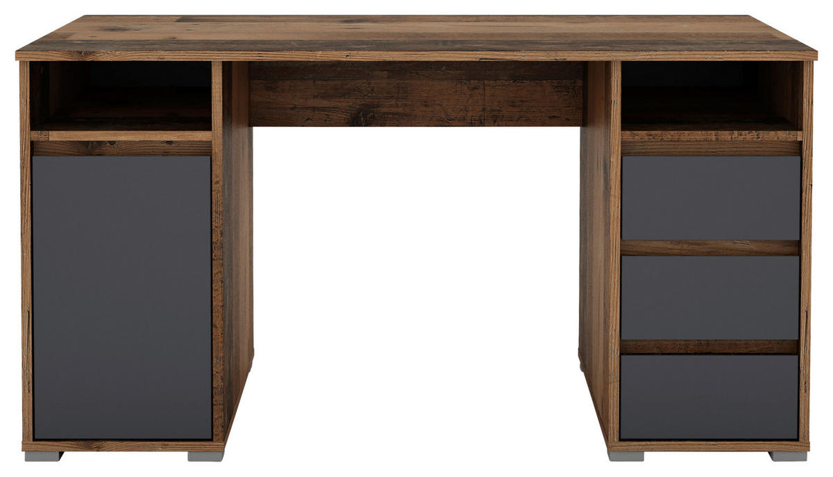 Schreibtisch LOBO Eiche Old Wood Nachbildung anthrazit B/H/T: ca. 138x75x55 cm LOBO - Eiche/anthrazit (138,00/75,00/55,00cm) - byLIVING