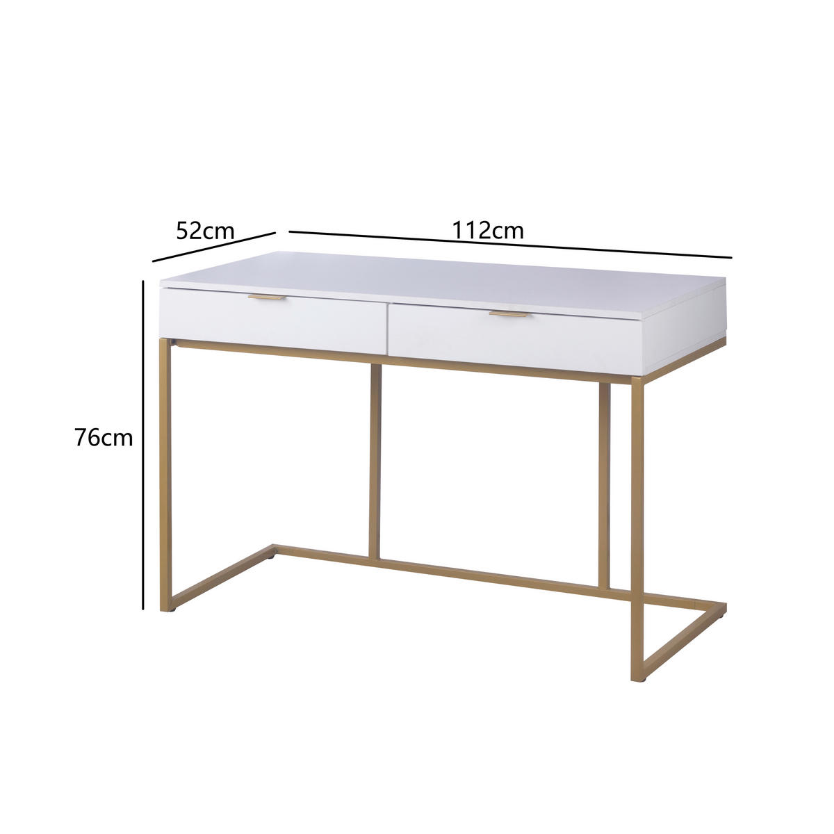 Schreibtisch Poco Line weiß gold Optik B/H/T: ca. 112x76x52 cm Poco Line - gold/weiß (112,00/76,00/52,00cm)