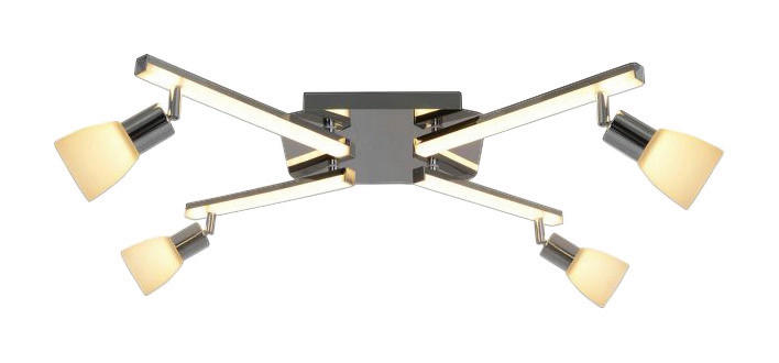 Näve Leuchten LED Deckenleuchte NV1233442 Chrom Metall Kunststoff Glas B/H/L: ca. 68x22x25 cm 4 Brennstellen Ibiza - Chrom (25,00/68,00/22,00cm) - Näve Leuchten
