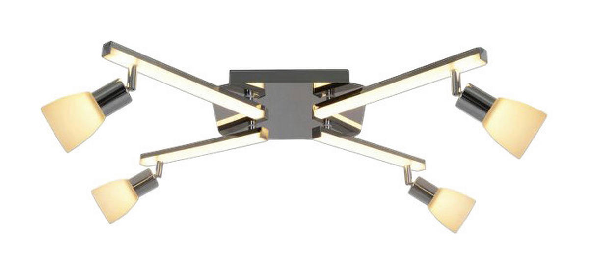 Näve Leuchten LED Deckenleuchte NV1233442 Chrom Metall Kunststoff Glas B/H/L: ca. 68x22x25 cm 4 Brennstellen Ibiza - Chrom (25,00/68,00/22,00cm) - Näve Leuchten