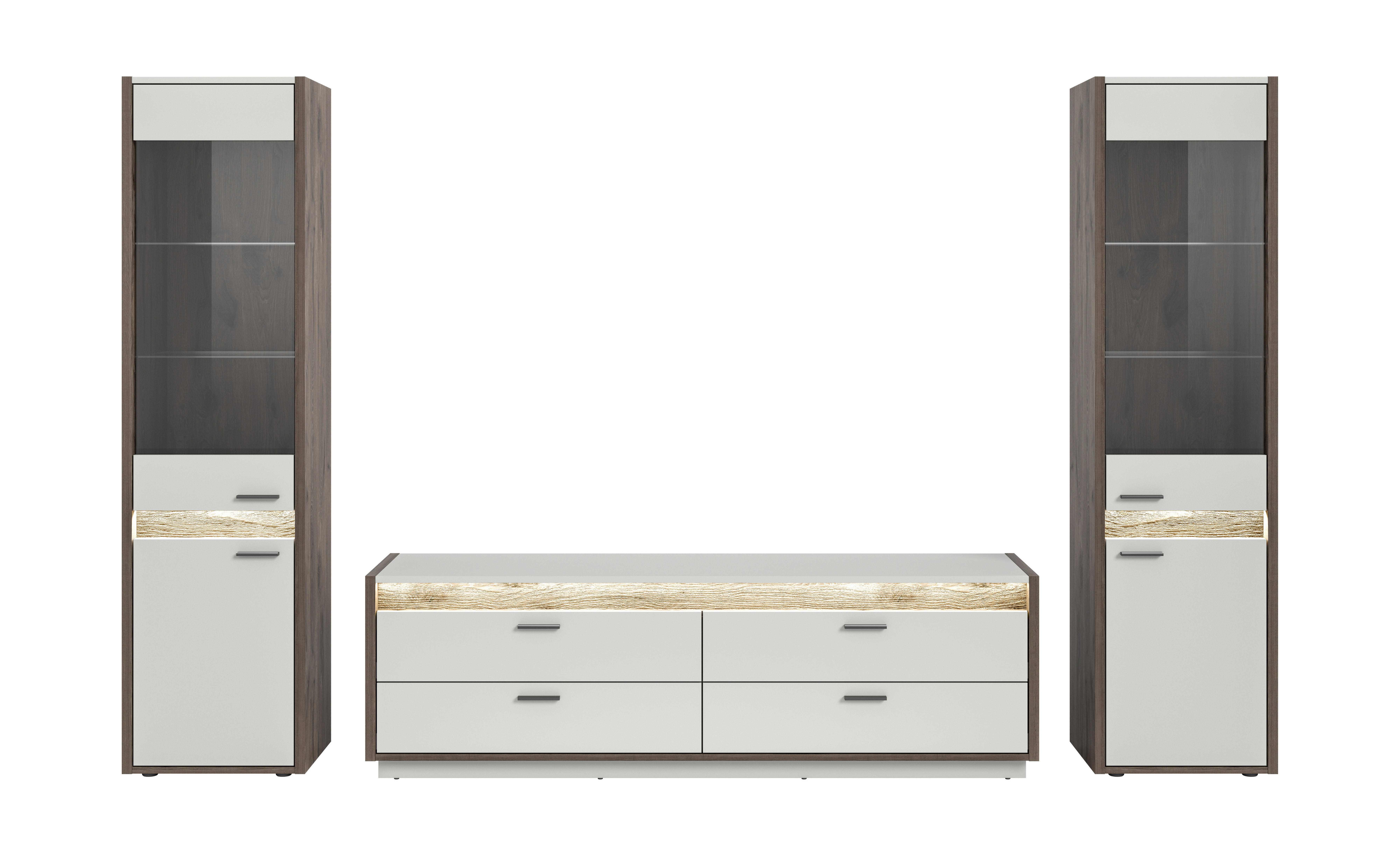 Wohnwand Falcona Nox Oak Nachbildung hellgrau B/H/T: ca. 319x198x43 cm Falcona - hellgrau (319,00/198,00/43,00cm) - xonox.home