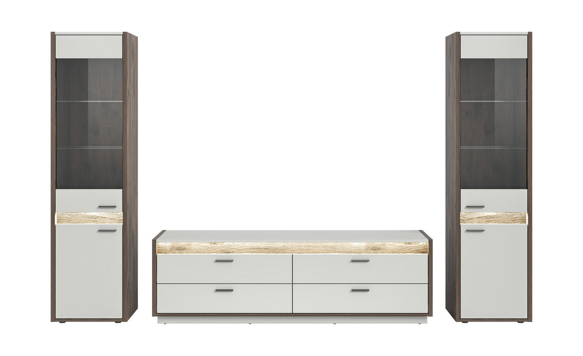 Wohnwand Falcona Nox Oak Nachbildung hellgrau B/H/T: ca. 319x198x43 cm Falcona - hellgrau (319,00/198,00/43,00cm) - xonox.home