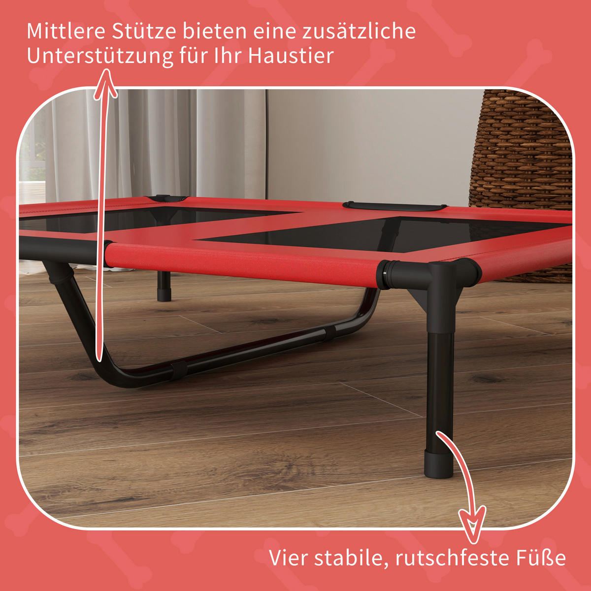 PawHut Hundeliege rot Metall B/H/L: ca. 76x18x92 cm Hundeliege - rot (92,00/76,00/18,00cm) - PawHut