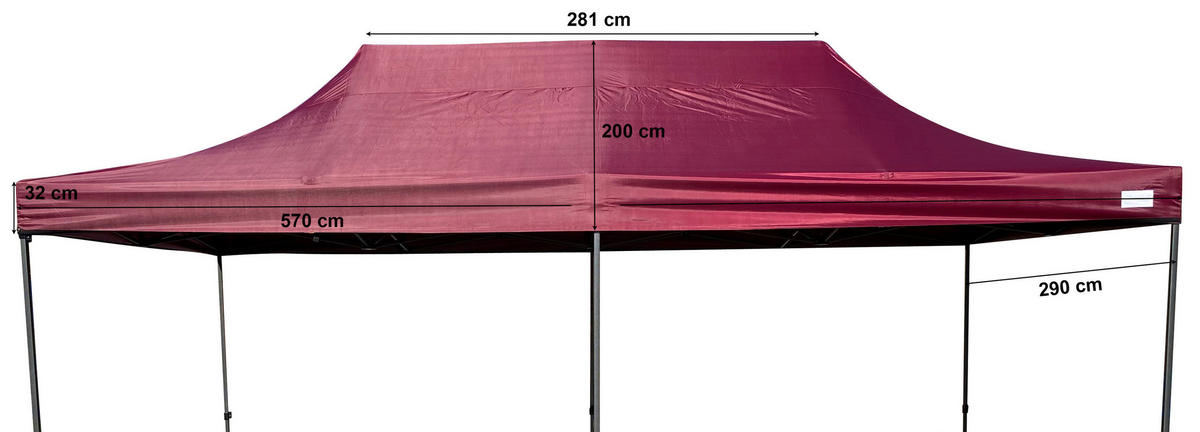 Grasekamp Ersatzdach Faltpavillon Modena Premium Line bordeaux Polyester-Mischgewebe B/H/L: ca. 290x200x570 cm Modena Premium Line - bordeaux (570,00/290,00/200,00cm) - Grasekamp