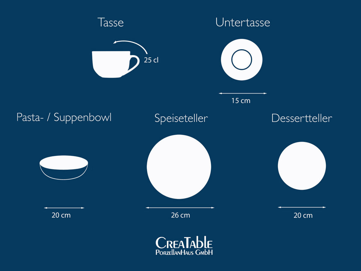 CreaTable Kombiservice Chef Collection grau Porzellan 30 tlg. Chef Collection - grau - CreaTable