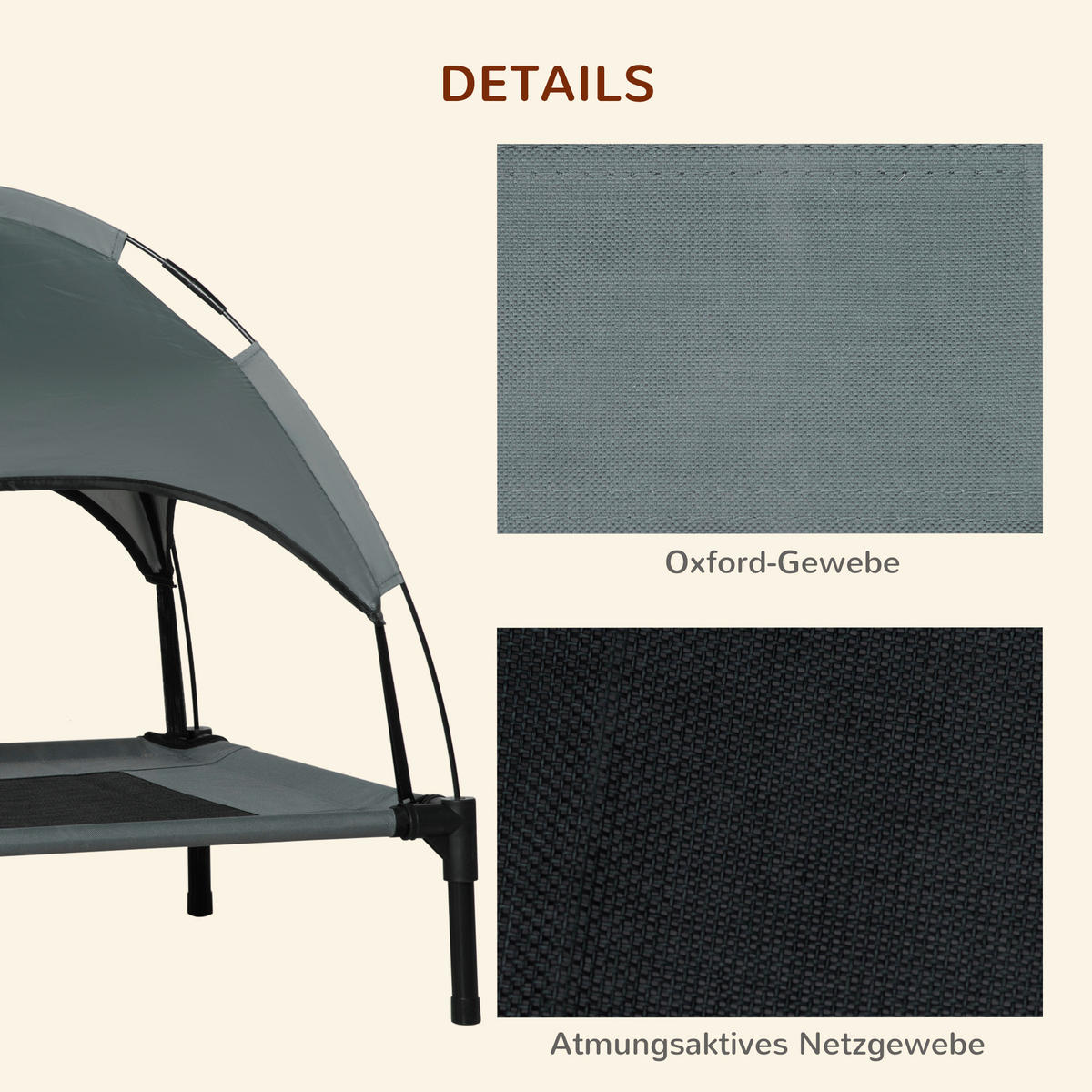 PawHut Hunde-Zubehör schwarz Polypropylen B/H/L: ca. 61x76x73 cm Hundebett - schwarz/grau (73,00/61,00/76,00cm) - PawHut