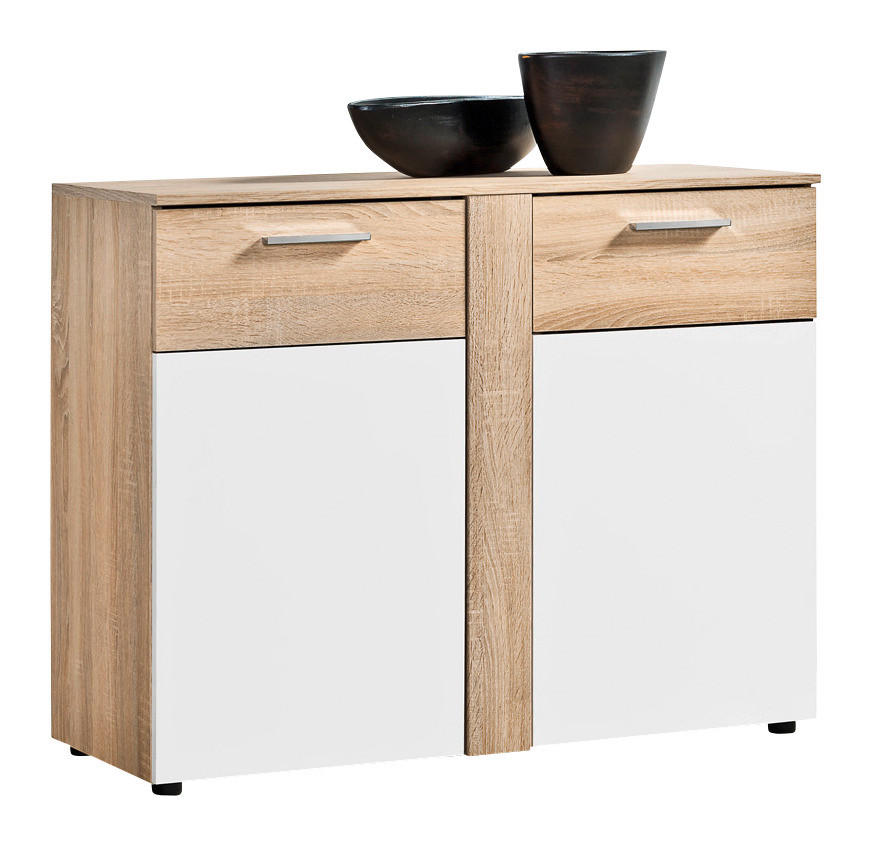 Kommode Trentino Eiche Sonoma Nachbildung weiß B/H/T: ca. 100x81x40 cm Trentino - Eiche/weiß (100,00/81,00/40,00cm)