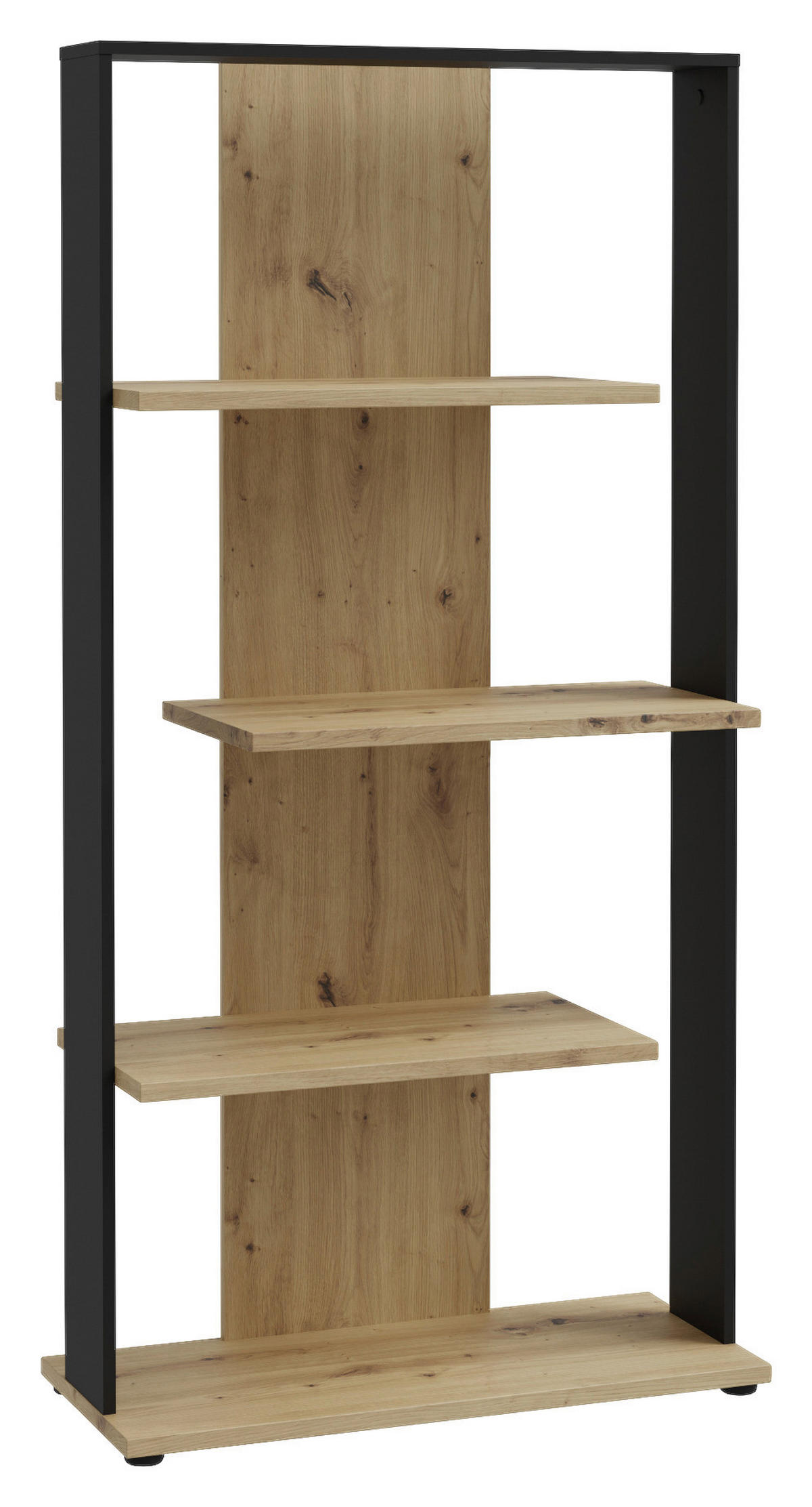 Regal  Eiche Artisan Nachbildung schwarz B/H/T: ca. 80x159x35 cm Erik_Regal ERKR611-M922 - Eiche/schwarz (80,00/159,00/35,00cm)