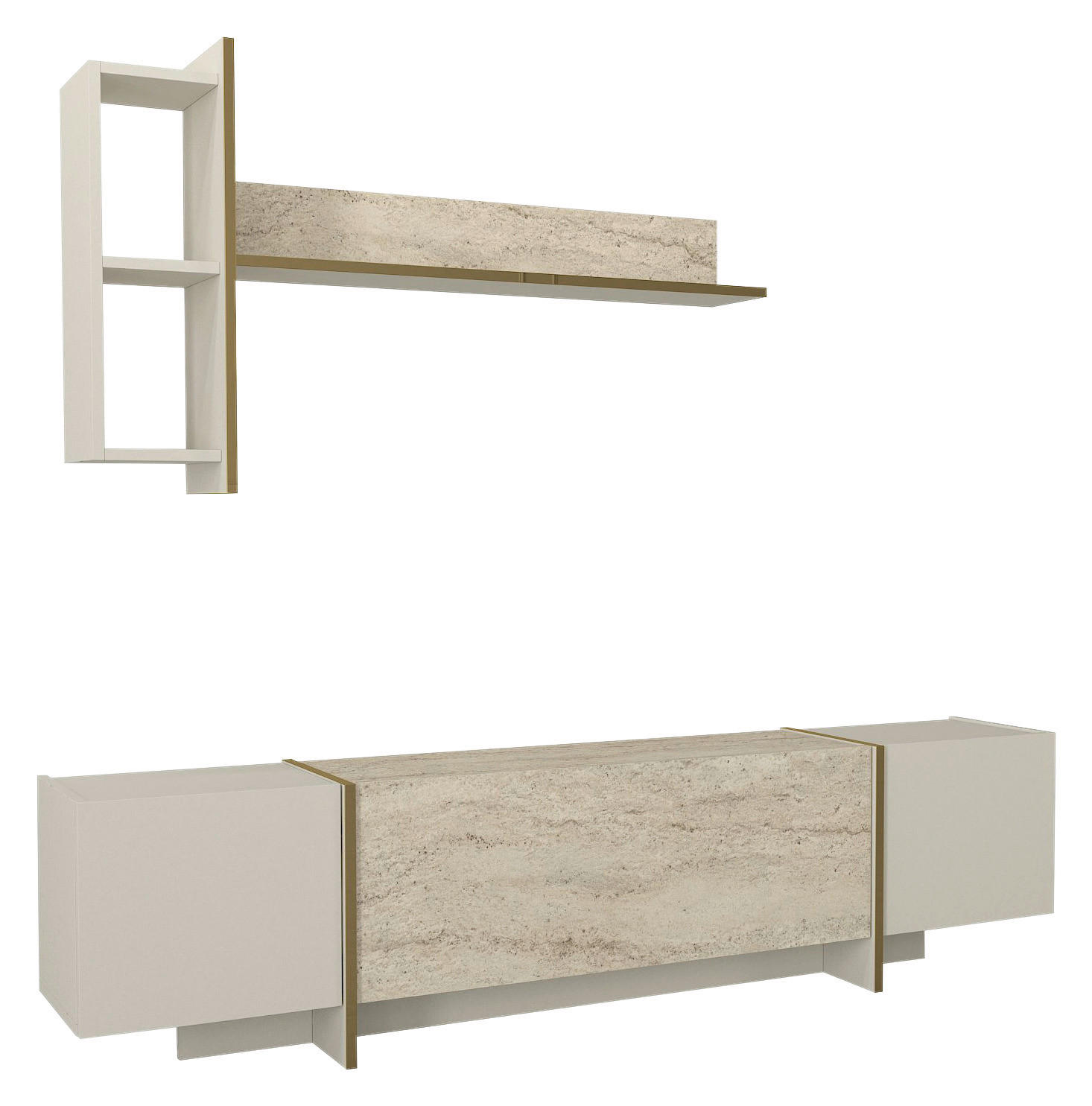 Wohnwand Veyron beige B/H/T: ca. 180x45x32 cm Veyron - beige (180,00/45,00/32,00cm) - moebel17