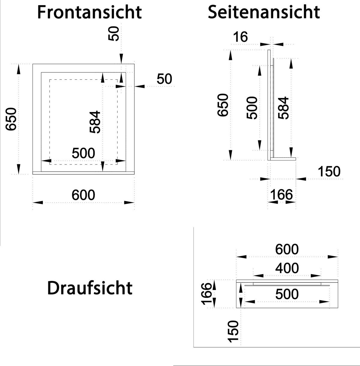 Wandspiegel Lendas anthrazit Holzwerkstoff B/H/T: ca. 60x65x17 cm Lendas - anthrazit (60,00/65,00/17,00cm) - VCM Möbel