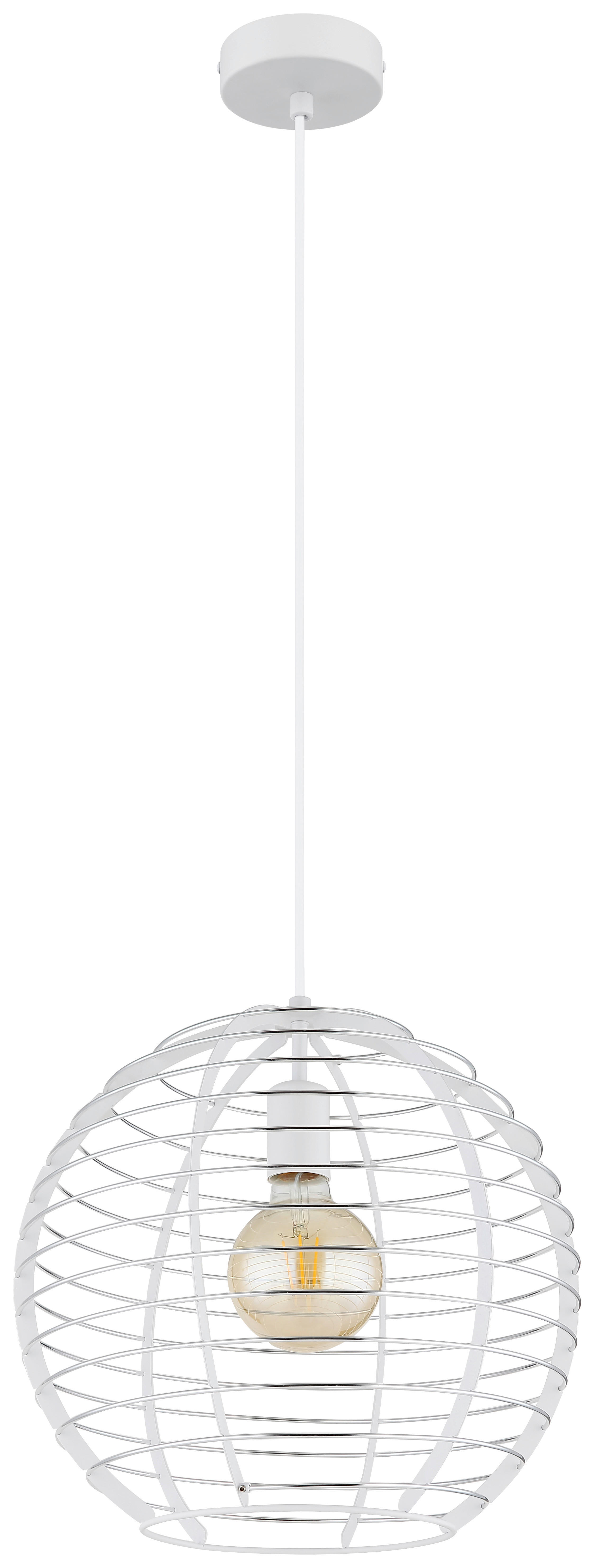 GLOBO Hängeleuchte Chrom weiß Metall Aluminium B/H/L: ca. 40x39,5x40 cm E27 1 Brennstellen Hängeleuchte-Nesa - weiß/Chrom (40,00/40,00/39,50cm) - GLOBO