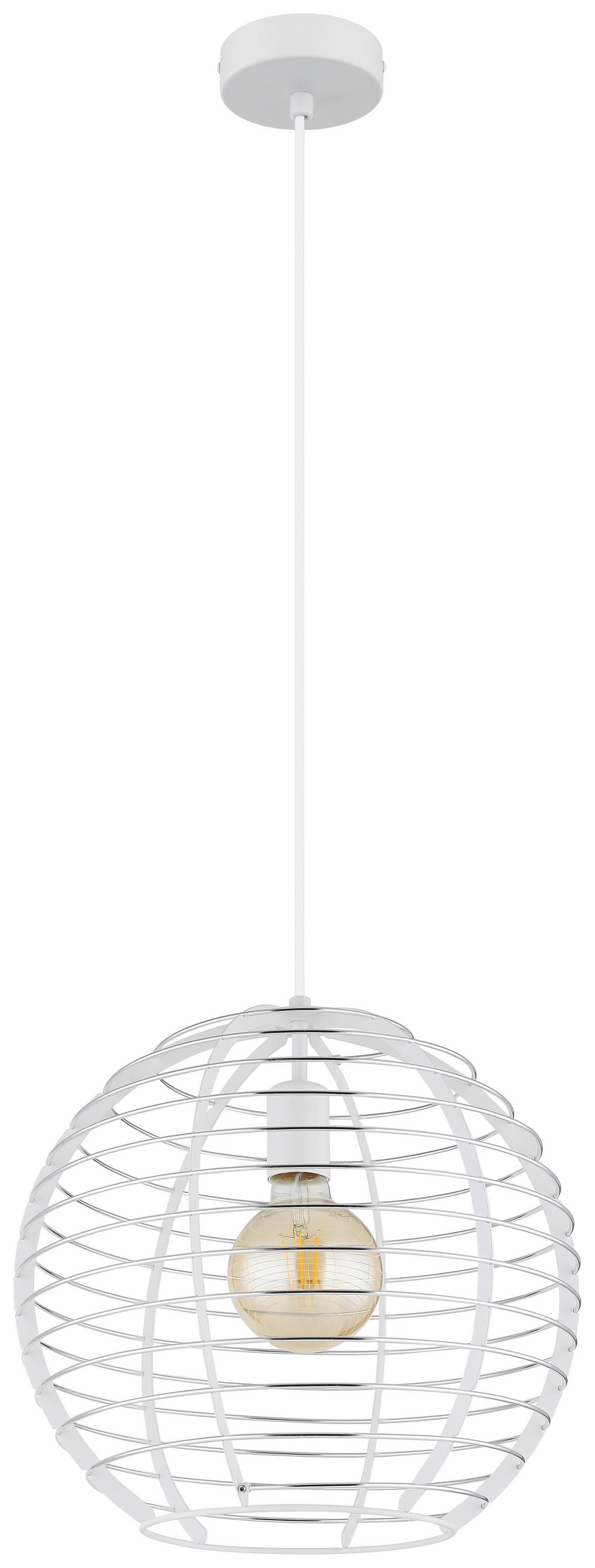 GLOBO Hängeleuchte Chrom weiß Metall Aluminium B/H/L: ca. 40x39,5x40 cm E27 1 Brennstellen Hängeleuchte-Nesa - weiß/Chrom (40,00/40,00/39,50cm) - GLOBO