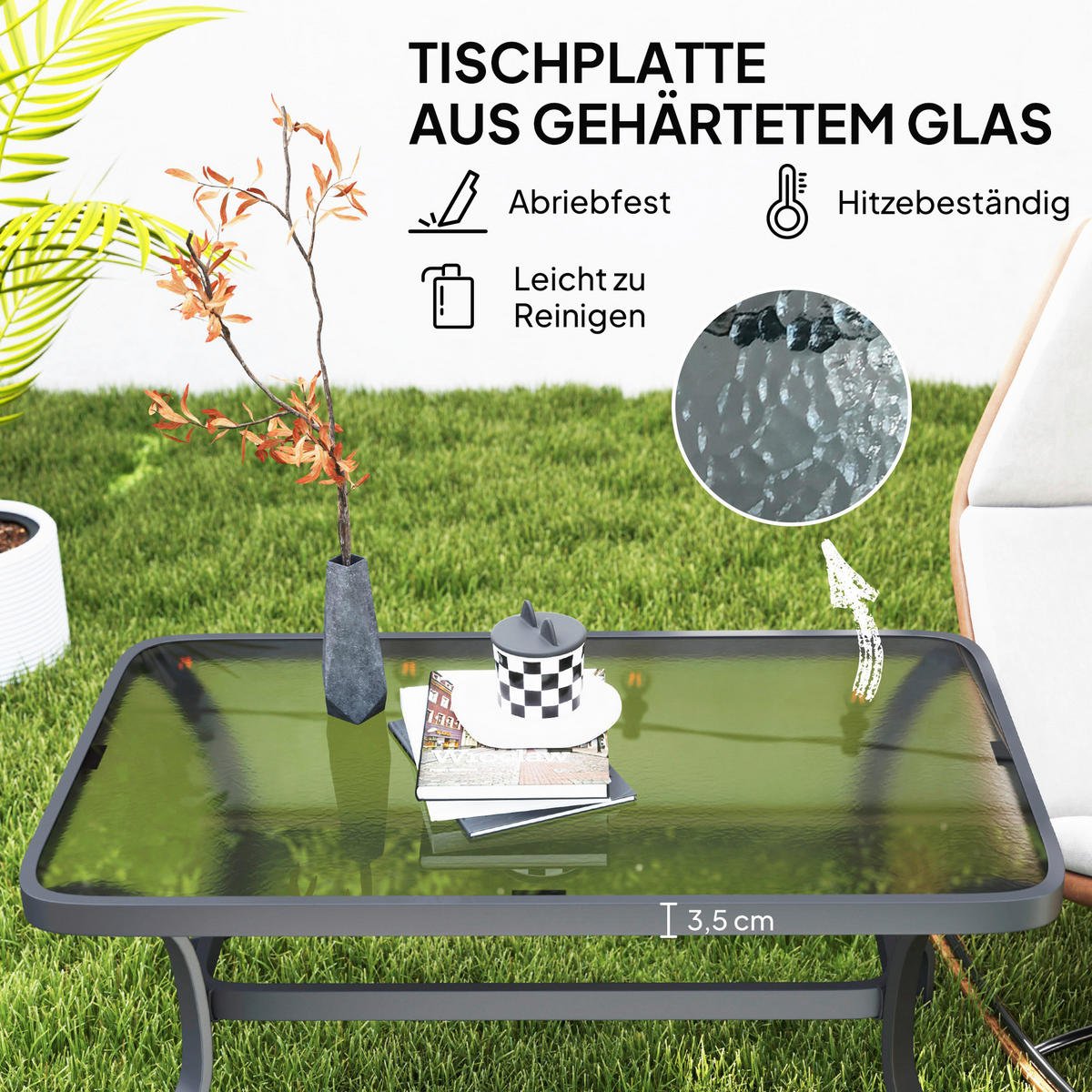 Outsunny Couchtisch schwarz Metall B/H/L: ca. 55x46x95 cm Couchtisch - schwarz (95,00/55,00/46,00cm) - Outsunny