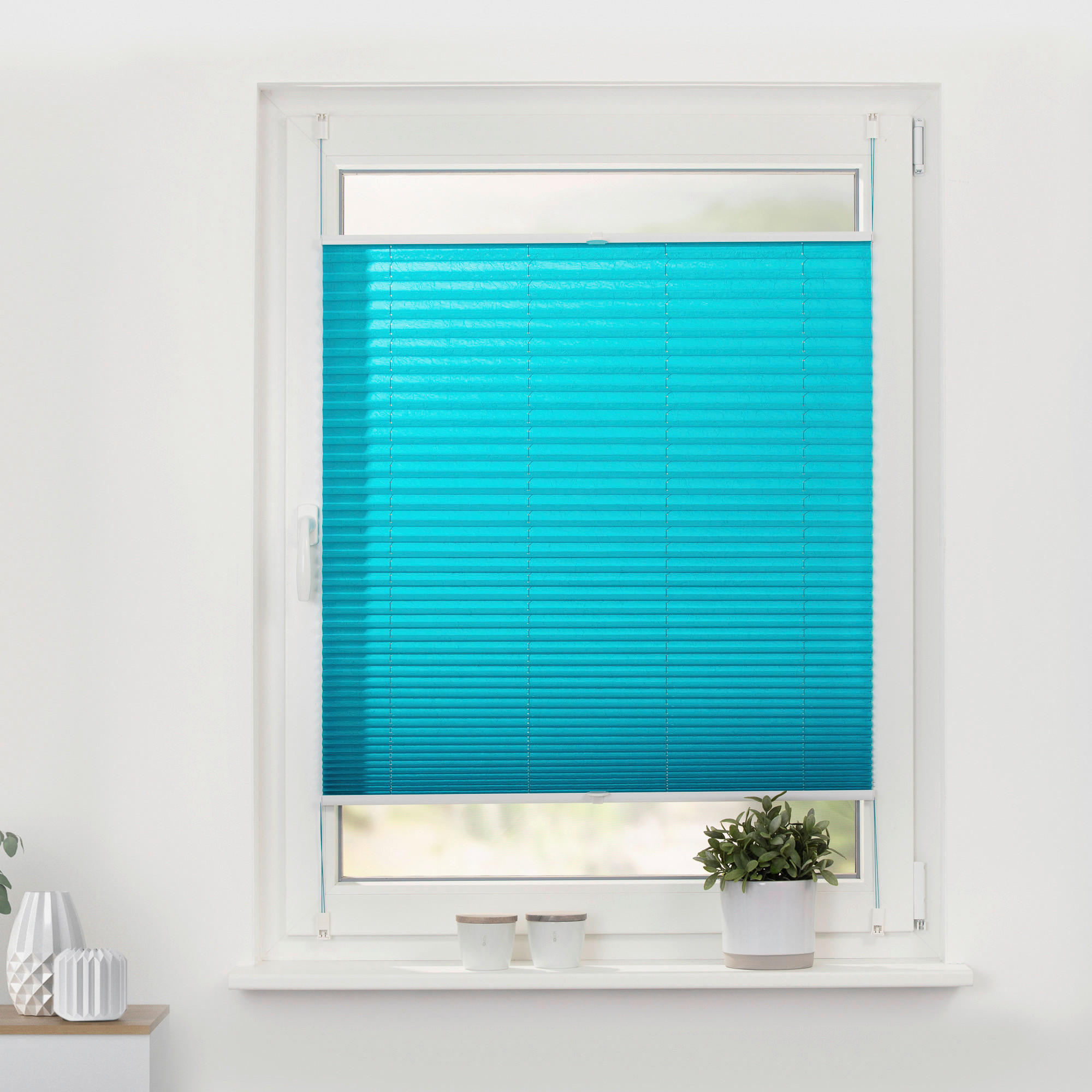 Spannplissee blau B/L: ca. 45x130 cm Plissee_Klemmfix - blau (45,00/130,00cm) - LICHTBLICK