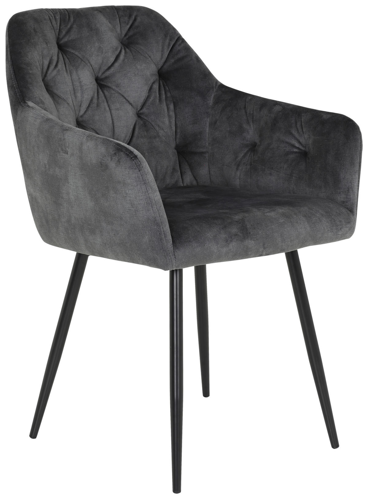 Stuhl Tina 2er Set anthrazit Vintage Samtoptik B/H/T: ca. 56x81x62 cm Tina 2er Set - schwarz/anthrazit (56,00/81,00/62,00cm) - Hela