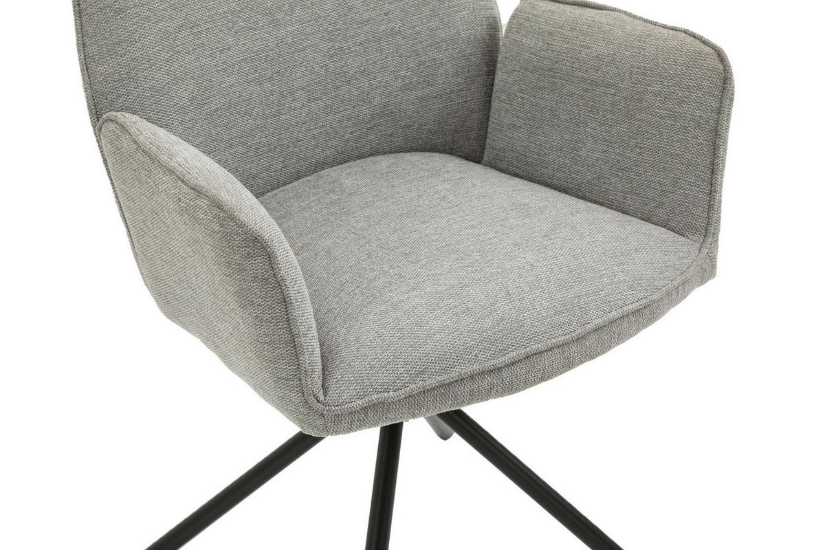 Stuhl BLAIR 2er-Set hellgrau schwarz Webstoff Metall B/H/T: ca. 57x89x61 cm BLAIR 2er-Set - hellgrau/schwarz (57,00/89,00/61,00cm) - byLIVING